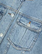 Veste en jean bleu col rond Femme-3