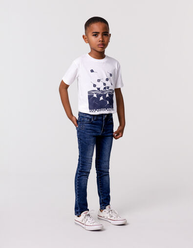 Blaue Jungen-Upcycling-SLIM-Jeans mit Prägemotiven - IKKS