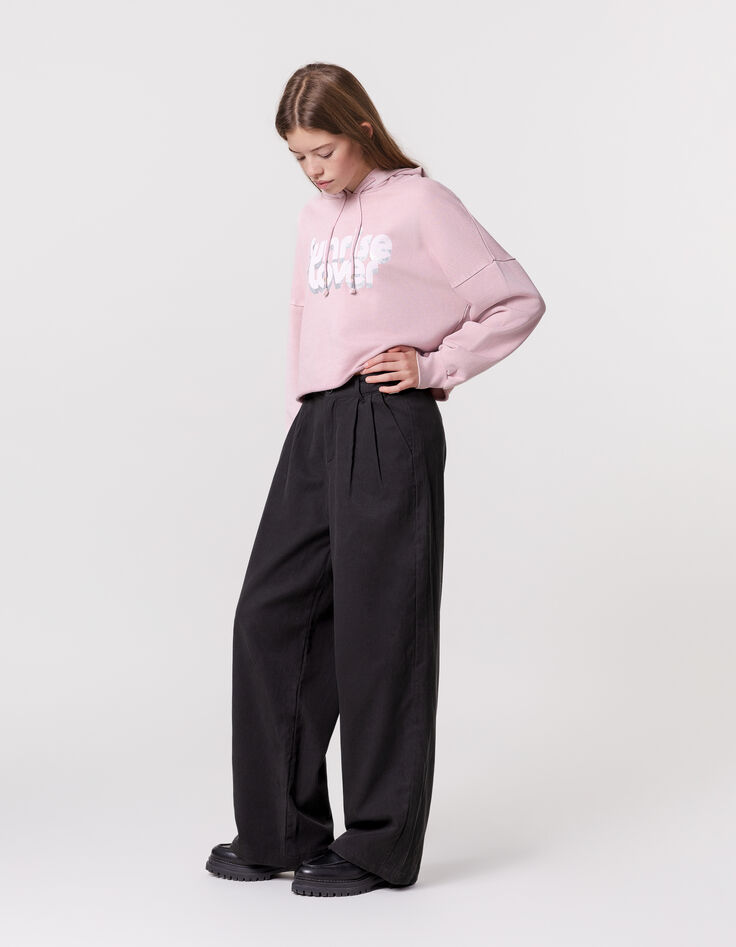 Pantalon LARGE noir à pinces fille-1