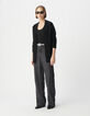 Women's black knitted cardigan with star pattern sleeve-1
