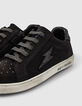 Schwarze Mädchen-Sneakers aus Veloursleder mit Nieten-2