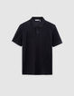 Men&rsquo;s black decorative openwork knit polo shirt-5