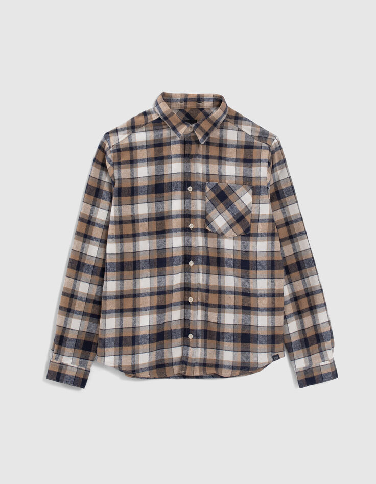 Camisa azul marino cuadros capucha extraíble niño-2