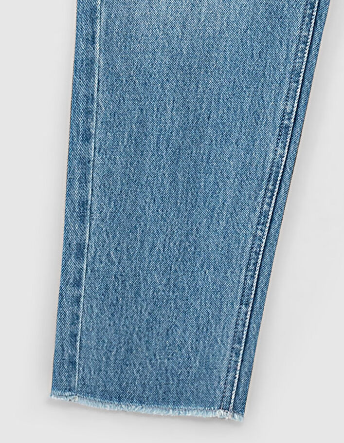 Blaue Straight-Damenjeans mit hohem Bund im Crop-Schnitt-3