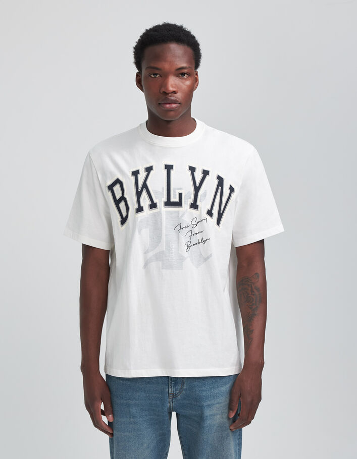 T-shirt blanc bio maxi lettres esprit College Homme-2