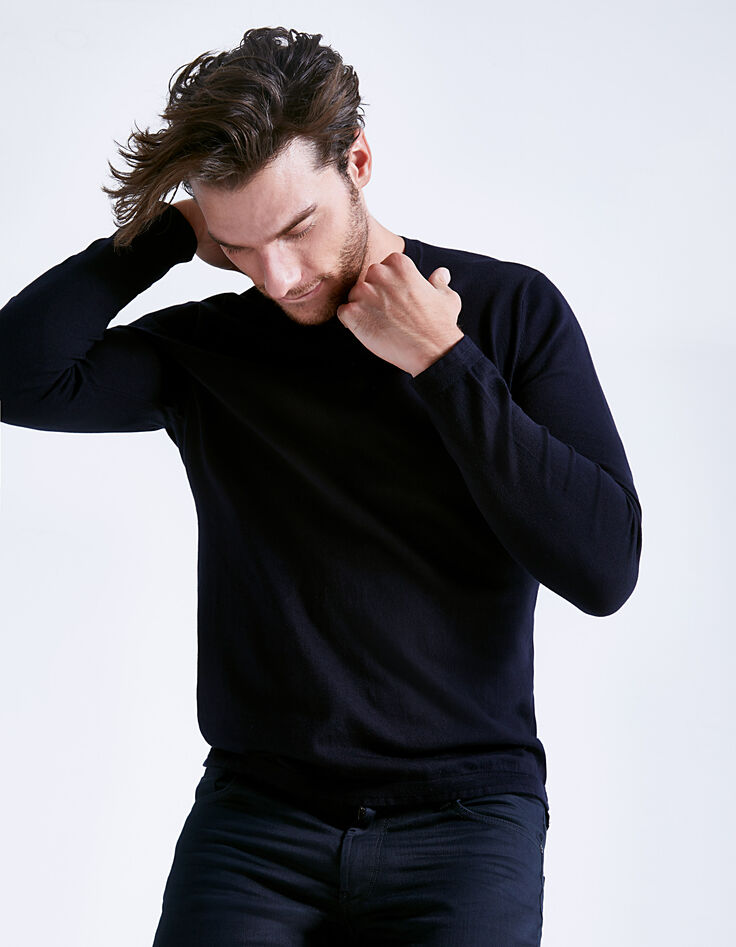 Pull marine à col rond Homme-1