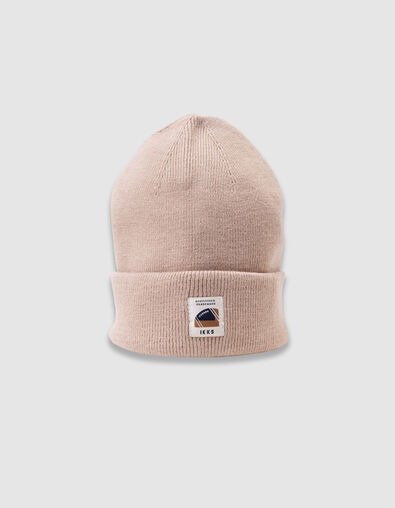 Boy's beige knitted hat with lapels - IKKS