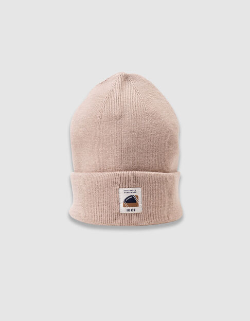 Boy's beige knitted hat with lapels - IKKS