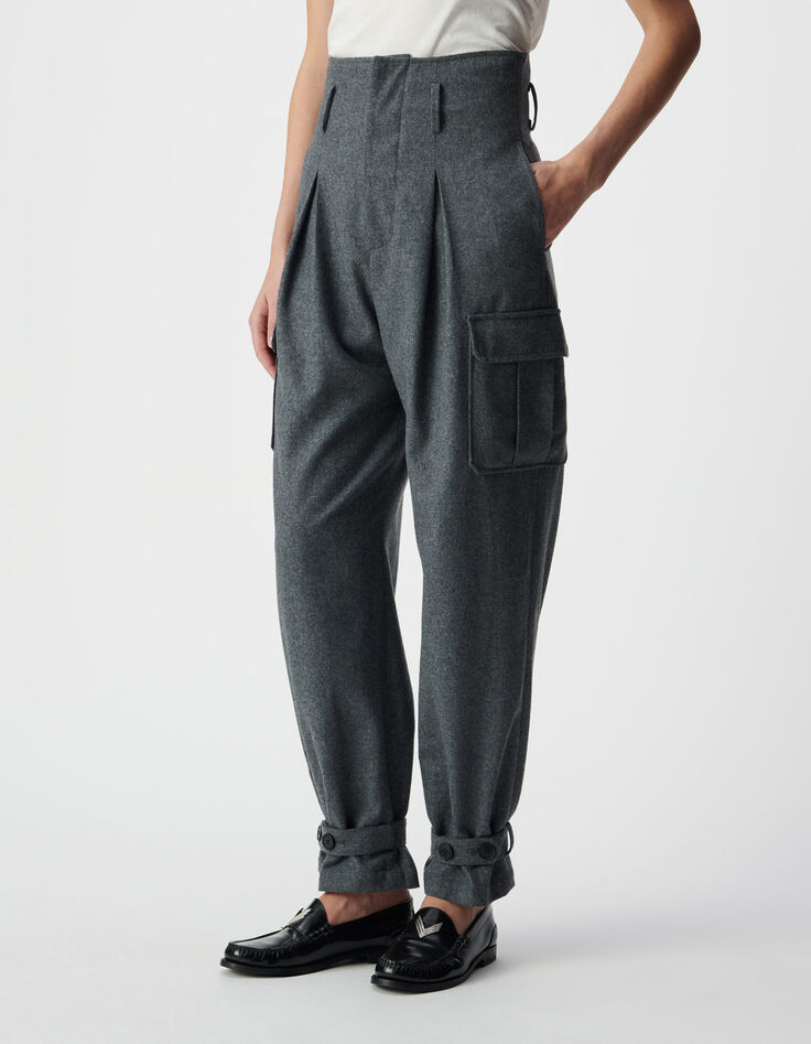 Pantalon battle gris flanelle Femme-3