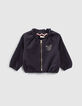 Baby girls’ navy cardigan with elasticated collar-1