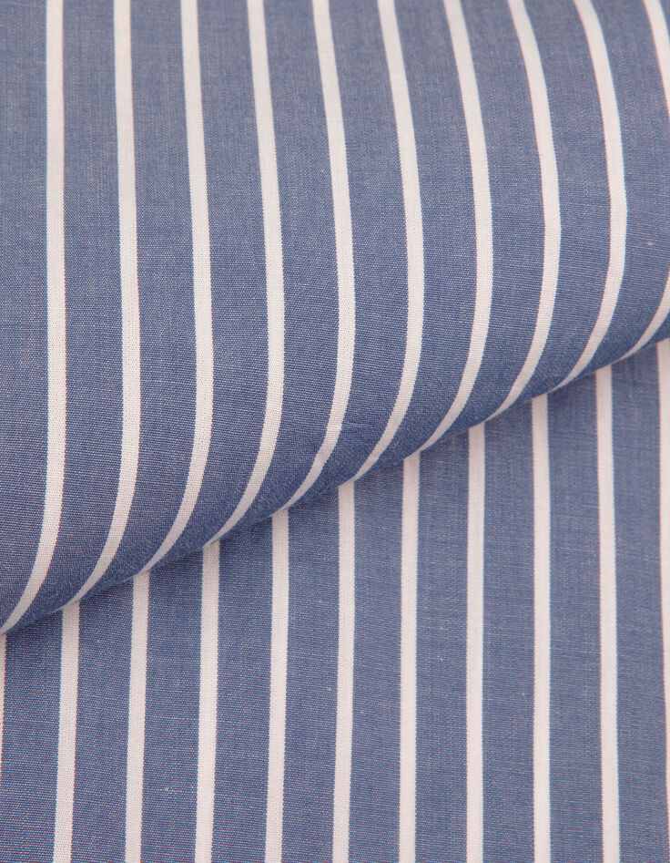 Blue striped shirt dress with lace for women-9