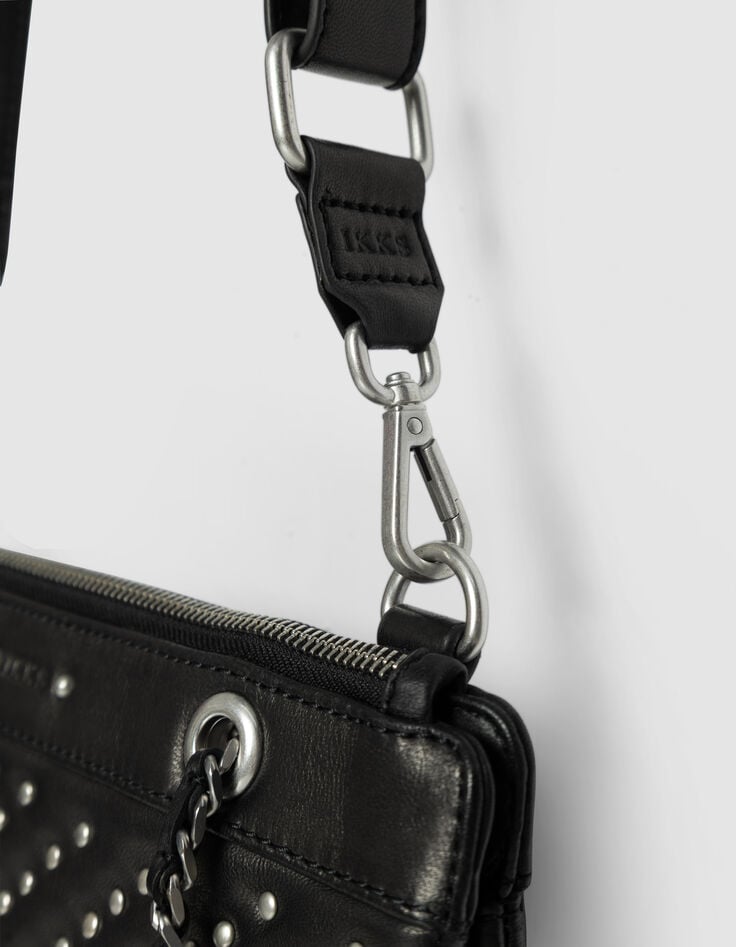 Women’s black quilted studded leather 1440 Reporter clutch-7 Women’s black quilted studded leather 1440 Reporter clutch-7