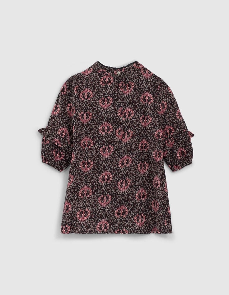 Baby girls’ black lily print dress-3