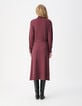 Bordeauxrode gebreide shirtjurk voor dames met riem-3