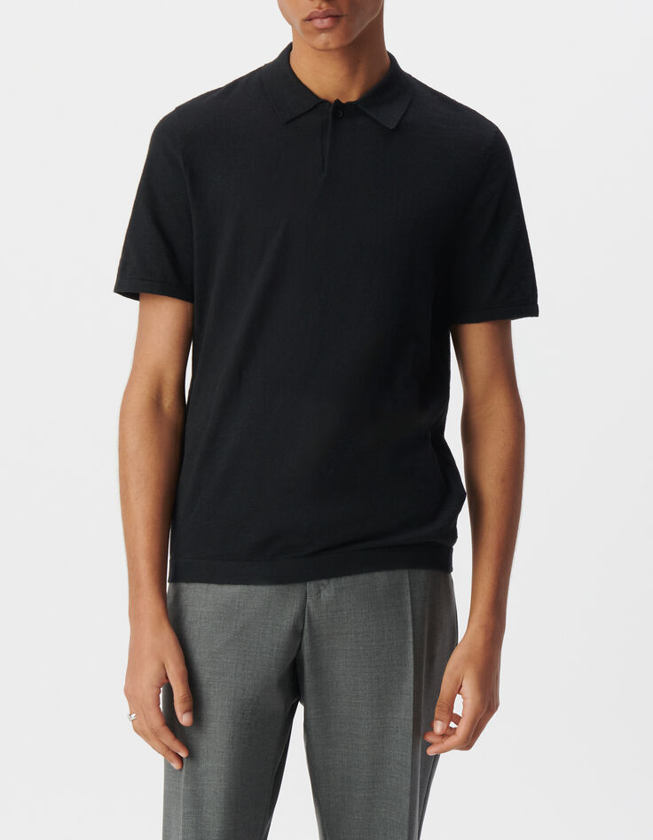 Polo negro punto flameado hombre-2