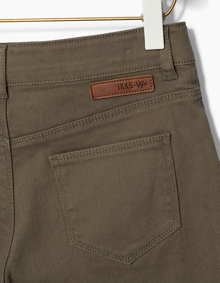 Girls' khaki studded denim shorts -5