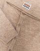 Set beige tricot jumpsuit en muts babyjongens-7