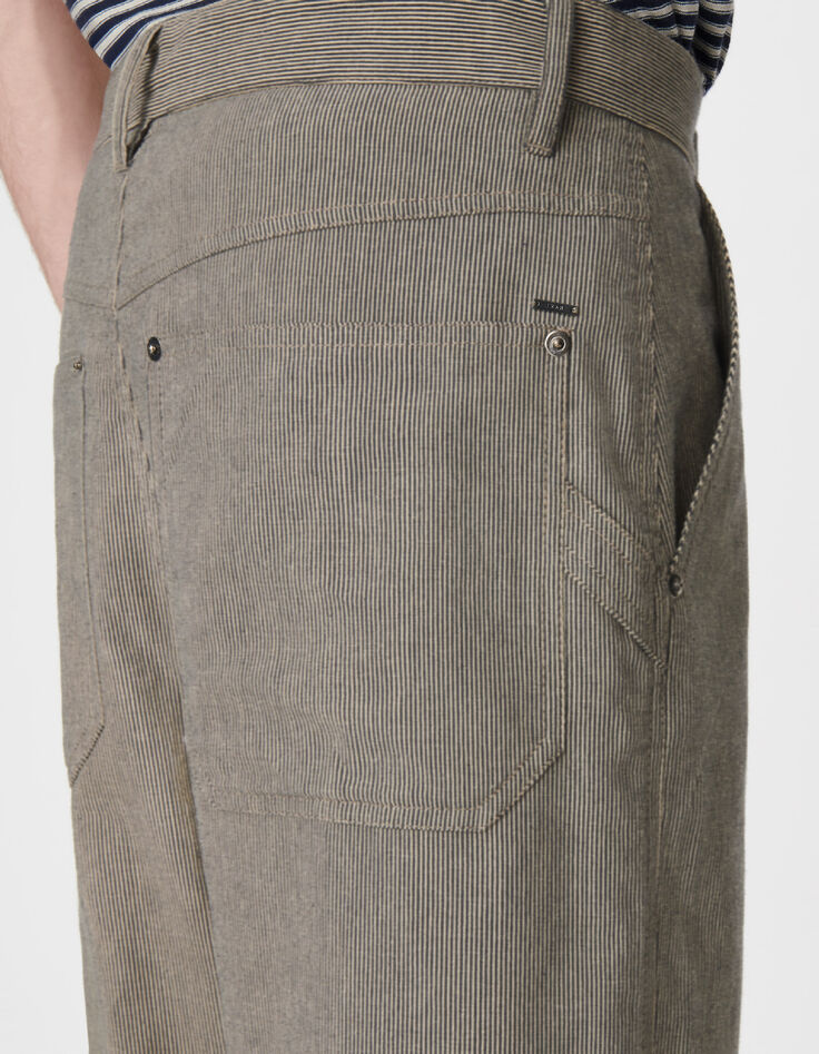 Pantalon battle gris motif rayures Homme-4
