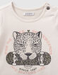 T-shirt beige visuel léopard et skate bébé fille-2