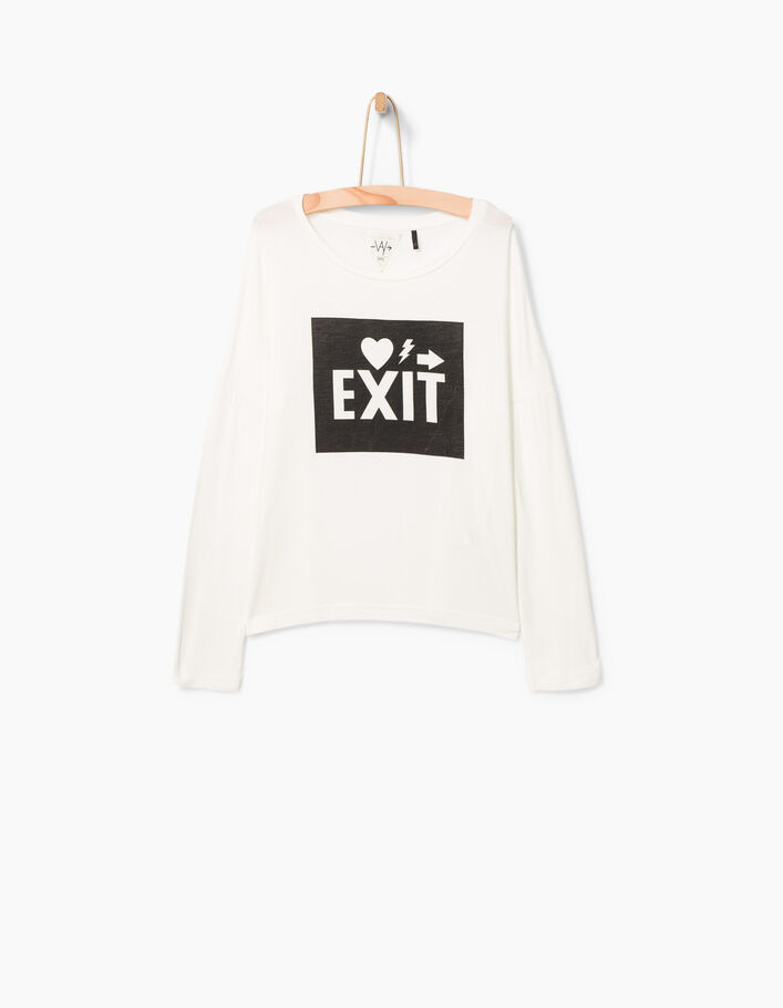 Tee-shirt blanc à print noir Exit fille - IKKS