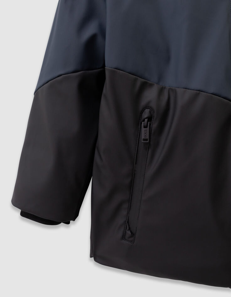 Parka à capuche marine et noire déperlante garçon-3