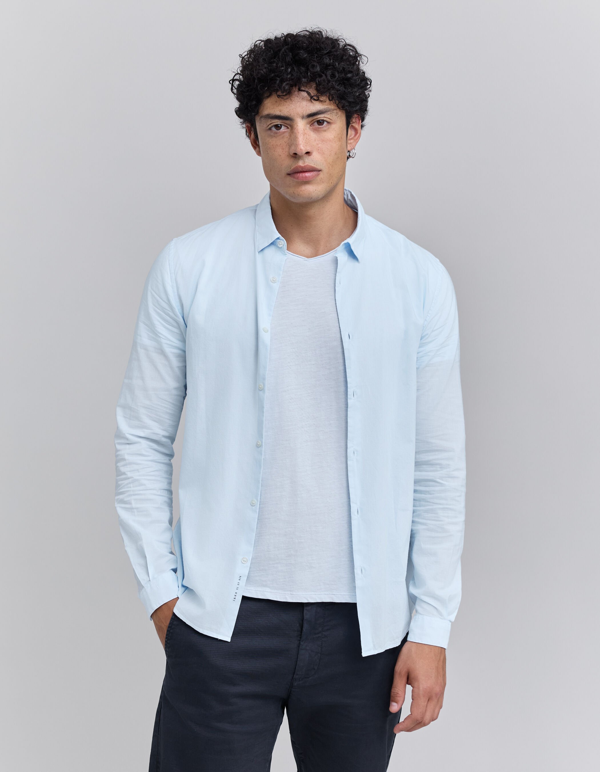 Camisa SLIM celeste gasa algodon organico hombre IKKS