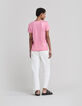 Tee-shirt soft rose maille lin paillet&eacute;e Femme-5