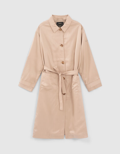 Trench beige capucha de felpa gris extraíble niña - IKKS