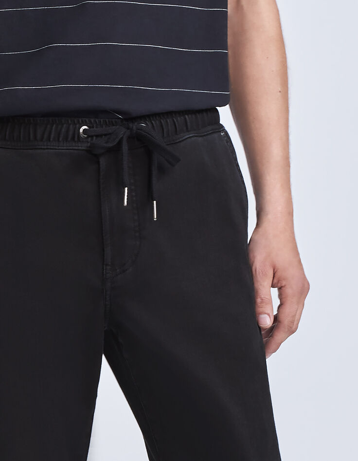 Men's black textured organic cotton COMFORT joggers-4