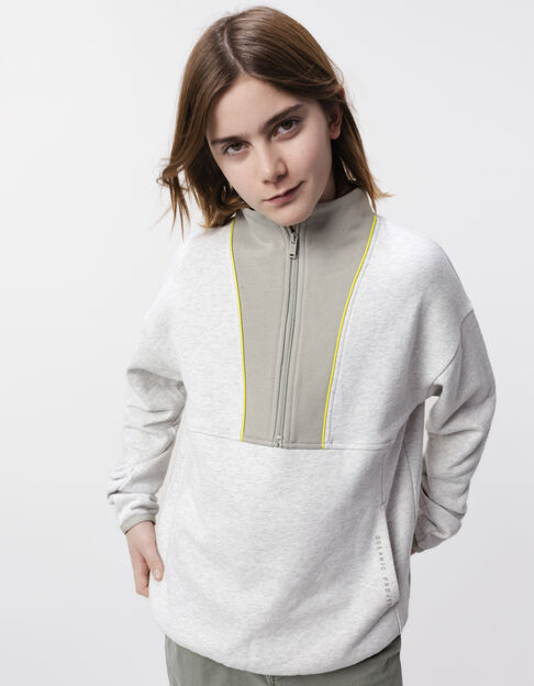 Sudadera camionero gris y caqui ribete anís niño - IKKS