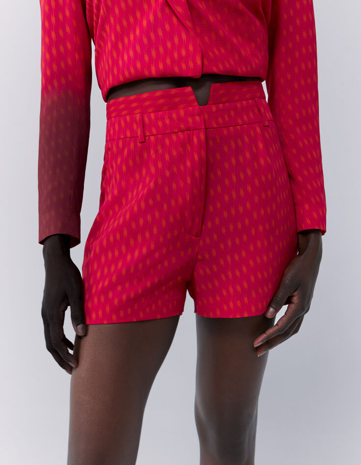 Fuchsia geklede short print dames-1