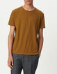 T-shirt col rond ocre coton bio flamm&eacute; Homme-1