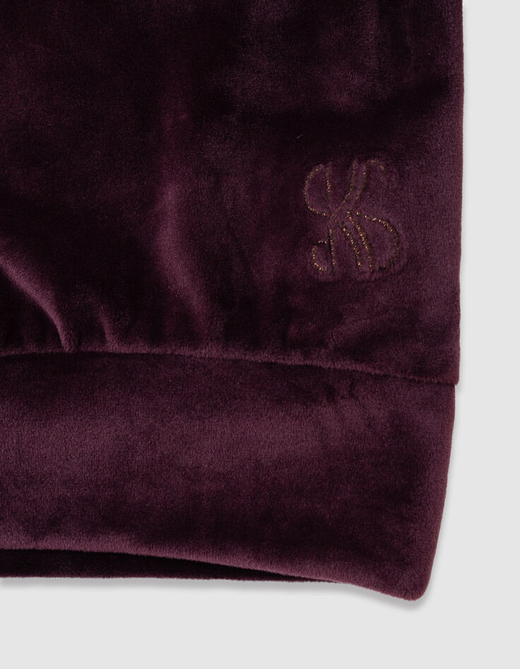 Girls’ burgundy velvet knit hoodie-8