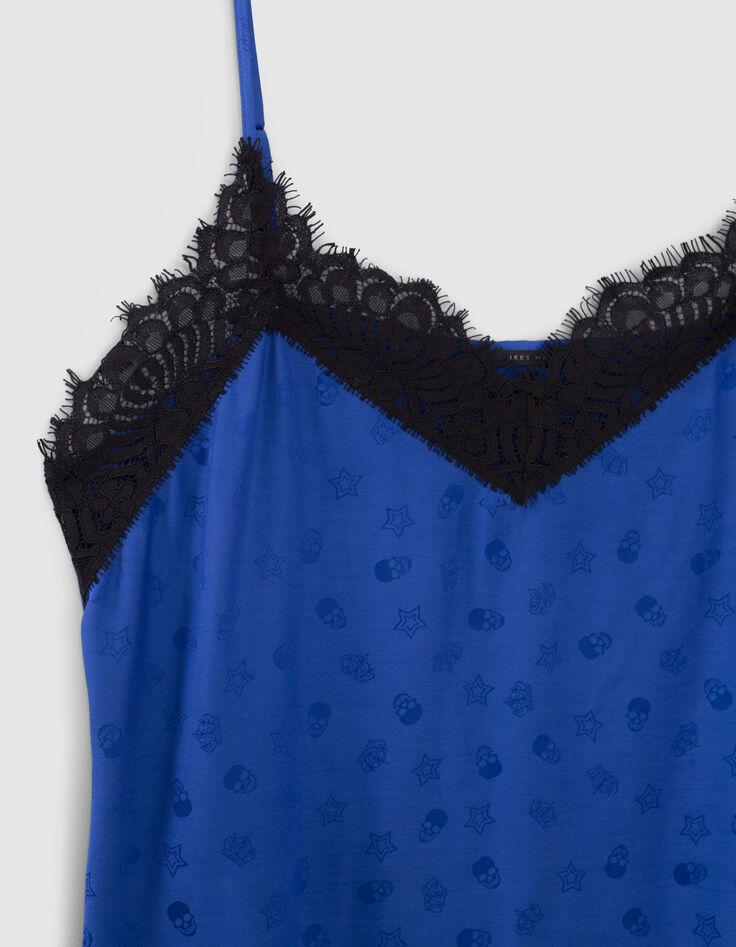 Women’s blue lingerie-style top with skull motif-6