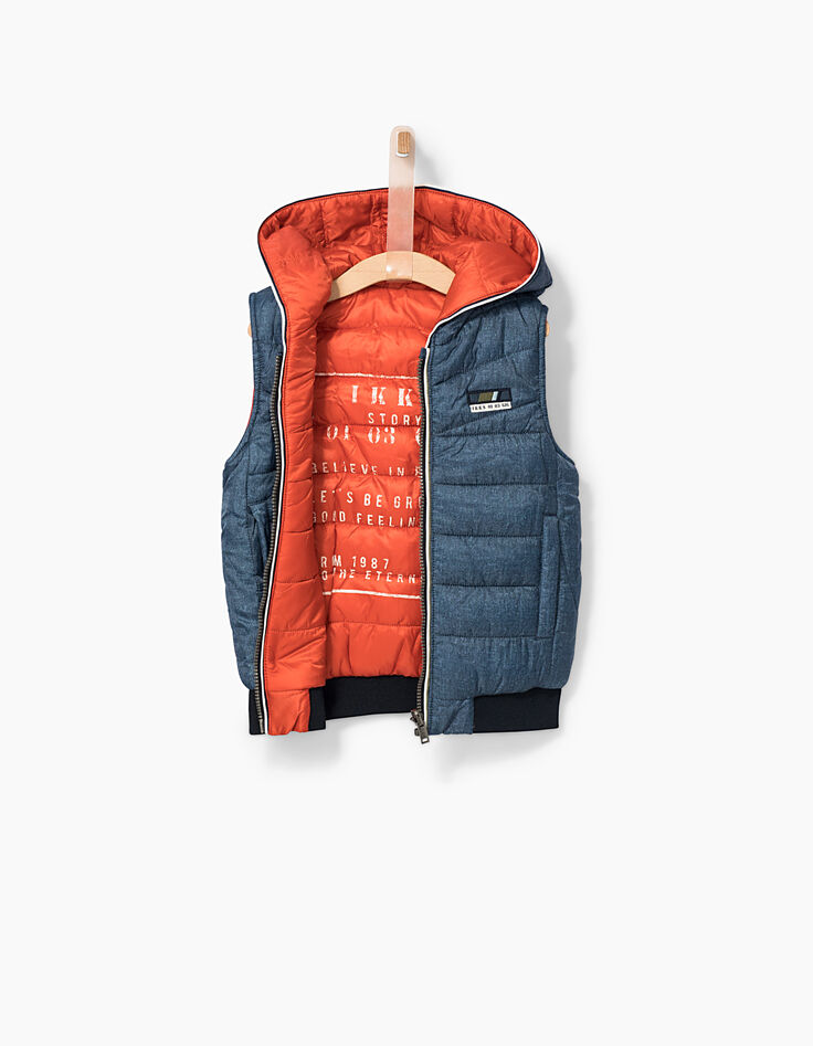 Anorak reversible índigo y naranja niño -6