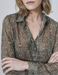 Women’s khaki decorative print voile shirt-4
