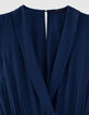 Combinaison 7/8 en viscose coloris bleu fente dos femme-3