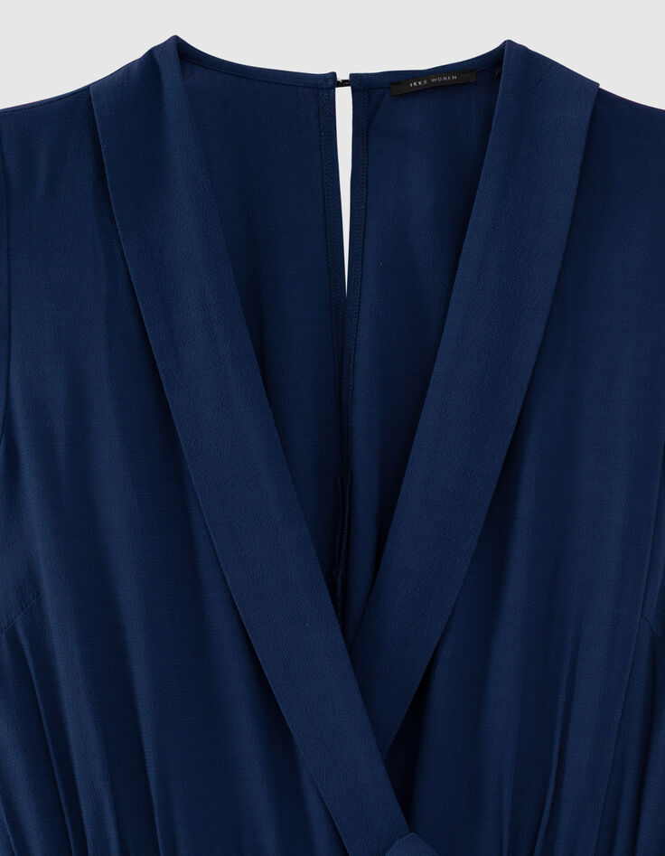 Combinaison 7/8 en viscose coloris bleu fente dos femme-3