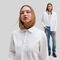 Gender Free-Wit overhemd biokatoen Uniseks - IKKS image number 0