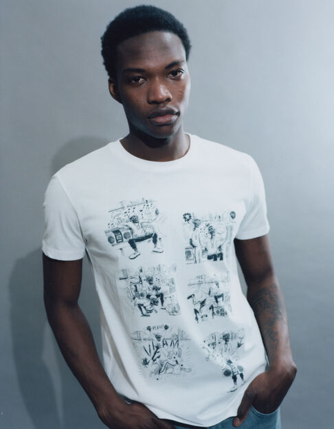 T-shirt blanc bio visuel BD Hip Hop Homme