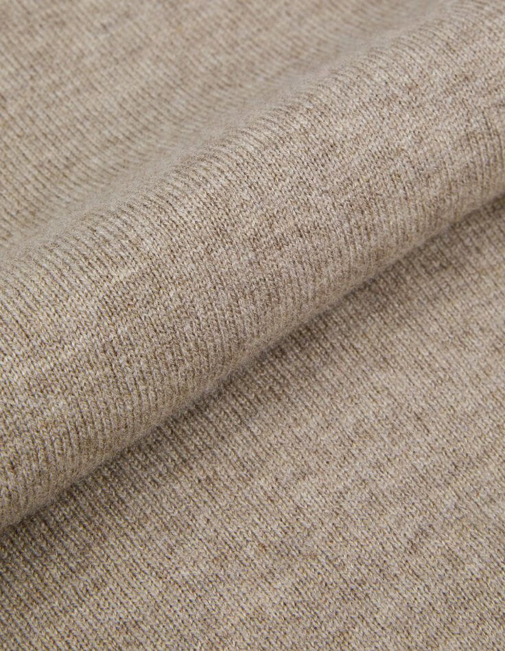 Mujer jersey de punto de lana beige con cuello trampantojo-8