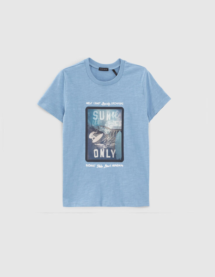 Camiseta azul gafas, surf y playa niño-1