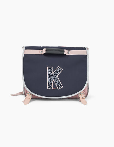 Girls’ 41cm powder pink and navy K satchel - IKKS