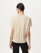 Camiseta manga corta beige irisado acanalada mujer-3