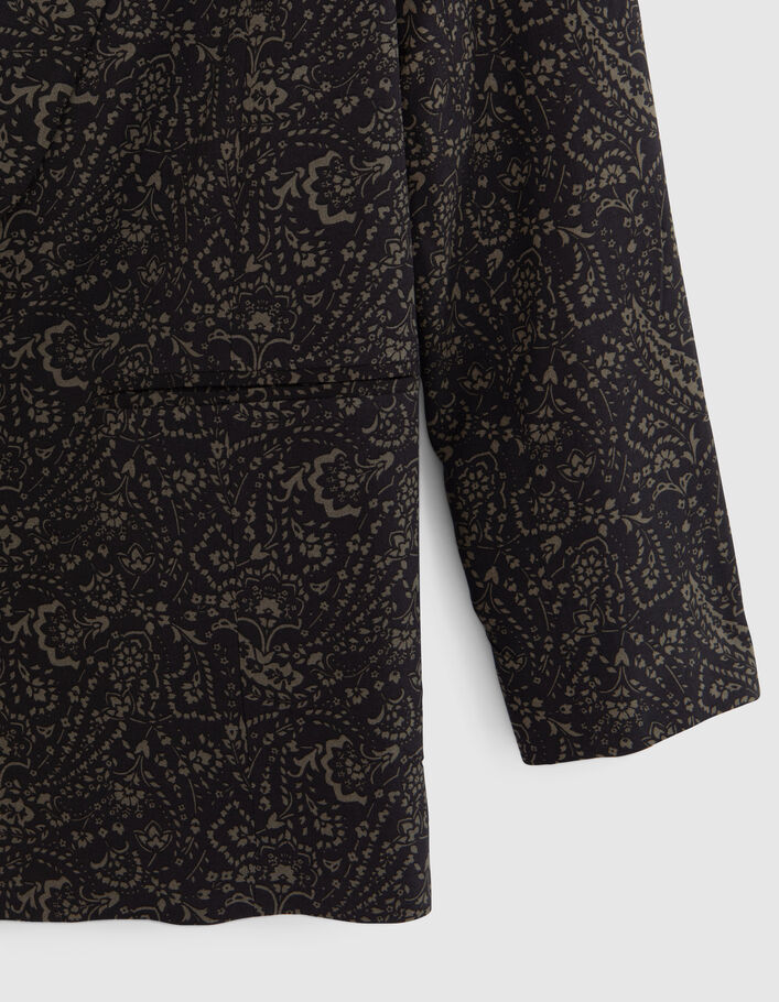 Khaki Damenblazer mit Paisley-Blumenprint - IKKS