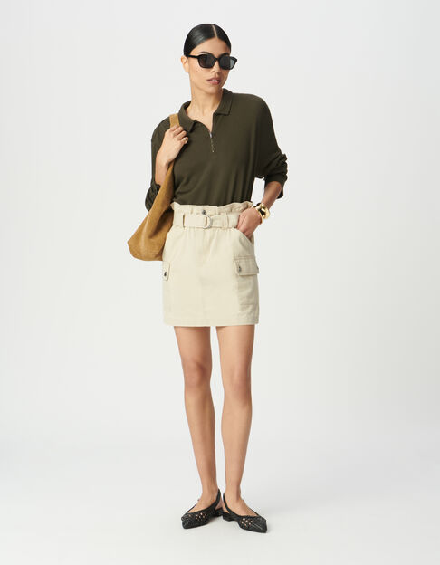 Women's short beige belted battle skirt - IKKS