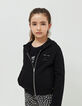 Cardigan noir molleton &agrave; capuche fille-6