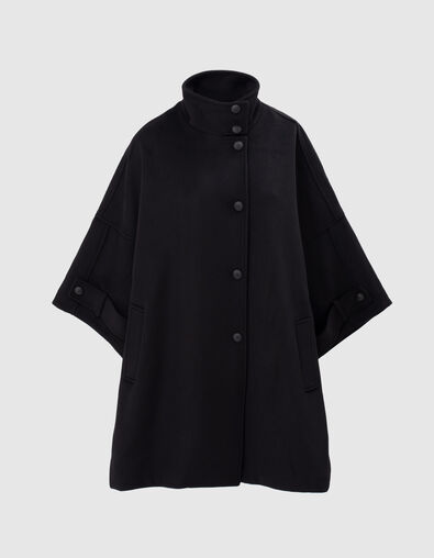 Women’s black wool-rich cape with officer buttons - IKKS