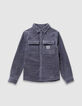 Boys’ blue corduroy overshirt with press studs-3