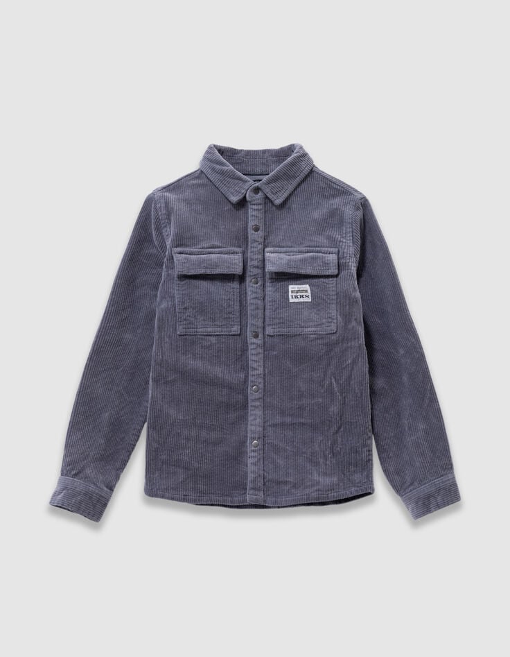 Boys’ blue corduroy overshirt with press studs-3 Boys’ blue corduroy overshirt with press studs-3